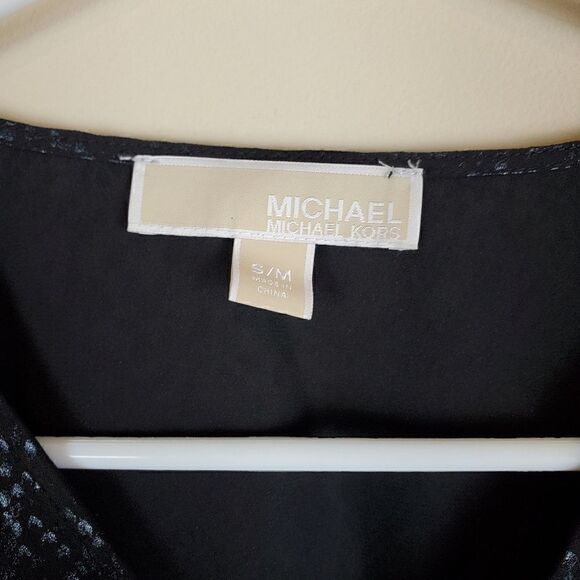 Michael Michael Kors Black Snake Print Flutter Blouse Size Small/Medium - Picture 5 of 8